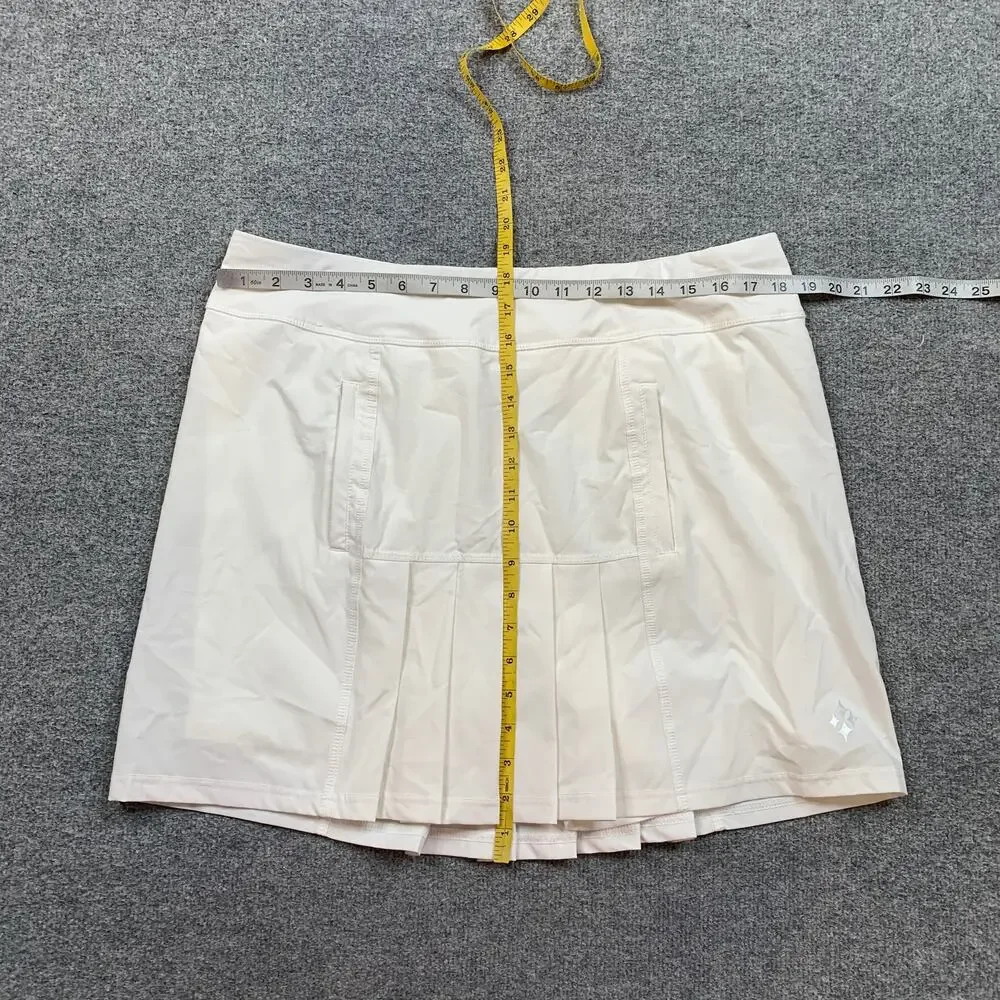 Jofit Skort Women Large Ivory Dash Golf Tennis Pleated Mid Panels Undershorts